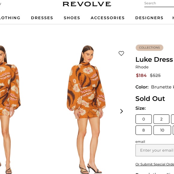 RHODE Cinnamon Brown Floral Mini Dress with Cream & Black Accents - Picture 9 of 10